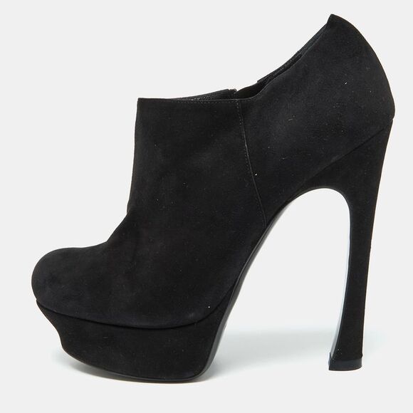 Yves Saint Laurent Black Suede Zip Platform Booties Size 39.5,New Products : American Fashion Style Bags On Sale